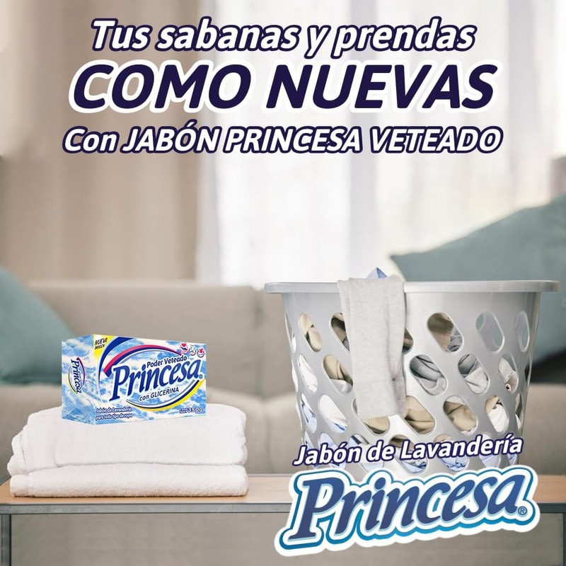 Princesa Jabón Azul Veteado con Glicerina 350g, Paquete de 2