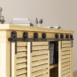 TOIMIOTOIM 6FT Cabinet Bypass Mini Sliding Barn Door Hardware Kit for 4 Doors, Super Mini Closet Door Track Set, Apply for Storage Window TV Stand Closet (No Cabinet)