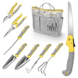 Blumway Garden Tool Sets, 10 Piece Heavy Duty Gardening Tool Set, Stainless Steel Gardening Hand Tools with Garden Tool Bag, Garden Tool Kit for Gardening Supplies,Ideal Gardening Gifts for Women Men