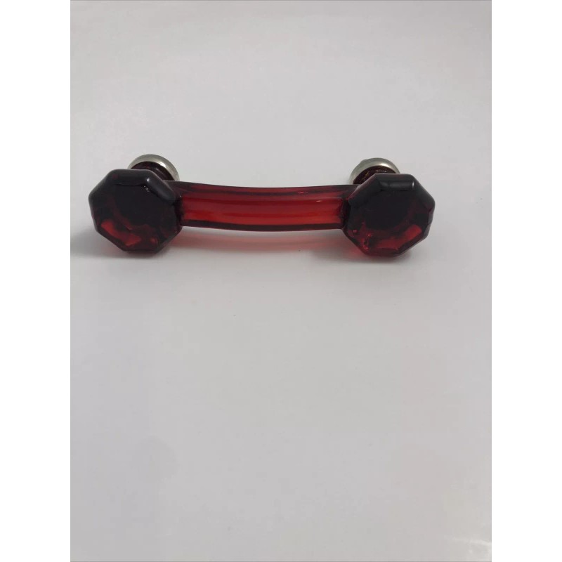 CPK Glass Cabinet Drawer Pull Red Elegance Glass 3” Center
