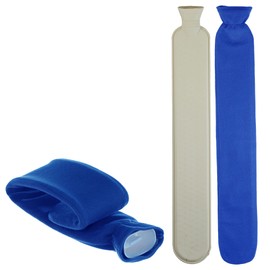 Hose Hot Water Bottle in Grey or Red 2 Litres with Soft Cover Extra Long 72 cm for Neck and Shoulder (Grey)