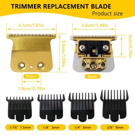 Xspeedonline 707Z Replacement Blade for BaBylissPRO FX787 & FX726 Trimmers, DLC Replacement Blades with 4 Guards Set for BaByliss Trimmer Blade - Gold