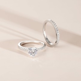 JALOKIVI 1.2CT 925 Sterling Silver Engagement Rings for Women Heart Cut Solitaire Cubic Zirconia Wedding Promise Rings for Her Size 7.5