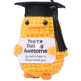 Mwmoeen Pocket Hug Positive Duck Graduation Hat Student Hat Positive Duck Knitting Wool Duck Bachelor Hat Emotional Support Ducks Gifts Graduate Party Decoration Gifts for Graduates
