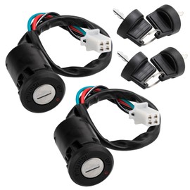 Smotrcc 4 Pin Ignition Key Switch Set with Cap Repalacement for Chinese Made 4 Wire 50cc 70cc 90cc 110cc 125cc 150cc 200cc 250cc Dune Buggy Go Kart ATV 4 Wheeler (2 Pack)