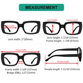 Eyekepper Pack of 4 Stylish Glasses for Women - Black Oversized Square Glasses +1.50