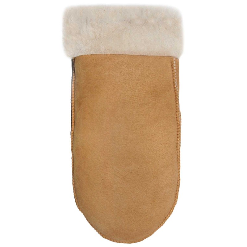 Lekra Lambskin Mittens Cognac Size 9, brown