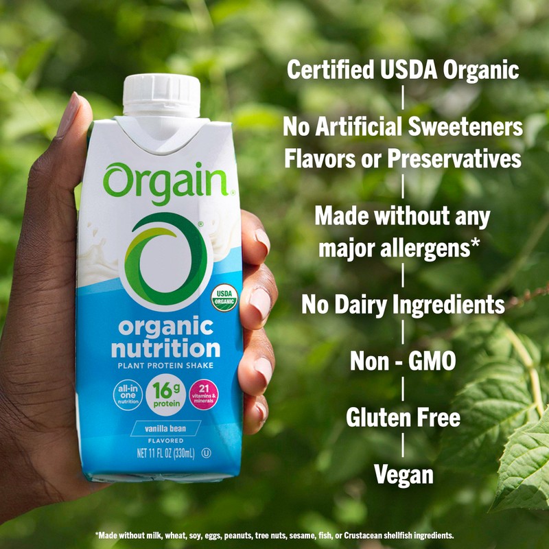 Orgain Organic Nutritional Vegan Protein Shake, Vanilla Bean - 16g