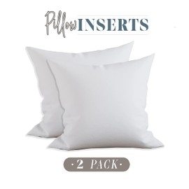 Elegant Comfort 2-Pack Pillow Insert Poly-Cotton Shell Siliconized Fiber Filling, 16 x 16, White 2 Count
