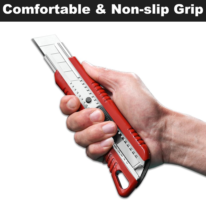 HAUTMEC 2PCS 25mm Utility Knife, Heavy Duty Auto-Lock, Retractable Box