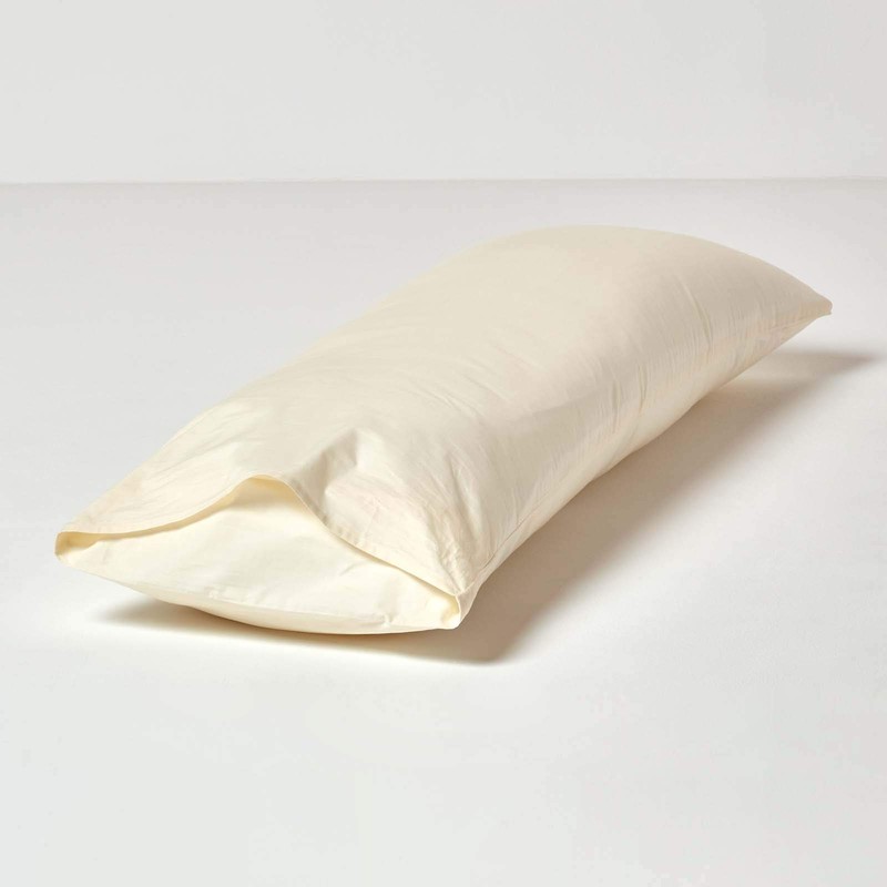 Homescapes Egyptian Cotton Cream Body Pillow Case 100% Cotton 200