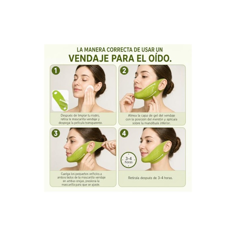 Mascarilla Lifting V-Line para Papada, Reafirmante Hidratante, 4 Piezas