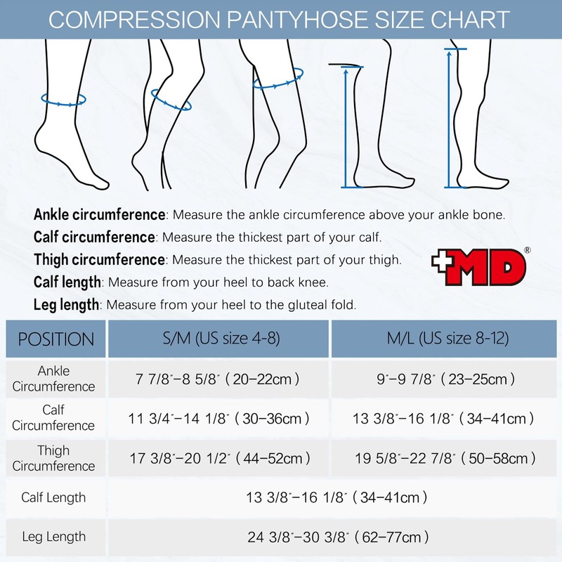 +MD 15-20mmHg Women's Footless Compression Pantyhose Tights Medical Graduated Support