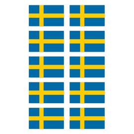Stickers: 50 x 30 mm, Pack of 10 - Flag - Sweden - SE - for Car, Suitcase, Laptop and More