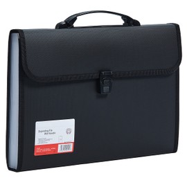 Legal Size 13 Pocket Accordian File Organizer Expanding File Folder for FC A4 Paper, Briefcase File Case with Durable Handle & Buckle Closure for School Home & Business (Black-2)