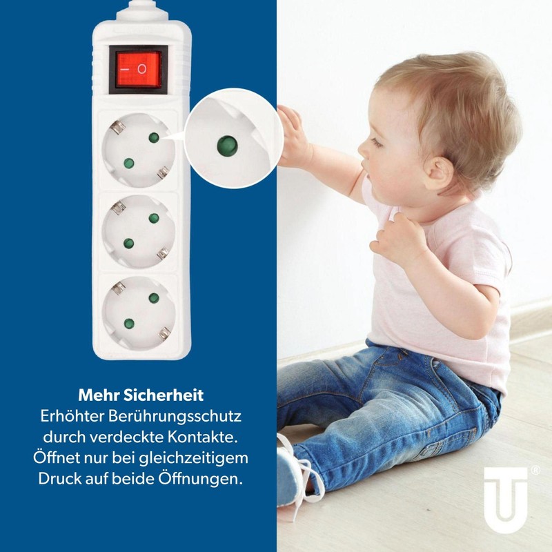 UNITEC 3-Way Table Socket, Socket Strip, 1.4 m, White