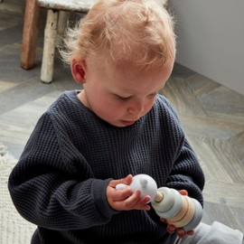 Widdop Bambino Classic Wooden Stacking Rings Teddy Bear Developmental Toy Motor Skills Problem Solving Early Educational Gift for Boy or Girl Baby Toddler