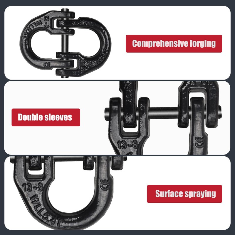 1/2" Safety Chain Connector Link,2 Pack G80 Hammerlock Coupling Connector