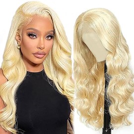 AiPliantfis Real Hair Wig Women's Glueless Wig Human Hair Wig Body Wave Wig Women's Real Hair #613 Blonde 4x1 Lace Natural Hairline with Baby Hair Minimal Smell 30 Inches (76 cm)
