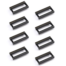 JESSINIE 8Pcs IC Socket 28P DIP 28 Wide Body IC Chip Socket Adaptor 2.54mm Pitch Dual Row 28 Flat Pin
