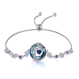 Tree of life Birthstone Bracelet for Women Sterling Silver Jewelry Sapphire Bracelet September Birthday Blue Gemstone Anniversary Christmas Gifts for Wife Mom