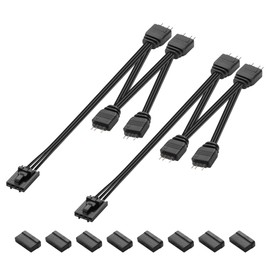 GINTOOYUN 2 Pcs RGB Fan Splitter Cable 4-Pin Commander Female to Four 5V 3-Pin RGB Male Conversion Cable 1 to 4 ARGB Splitter Cable for Commander CoreXT,Commander Core etc(17.72 Inch) (1 to 4)