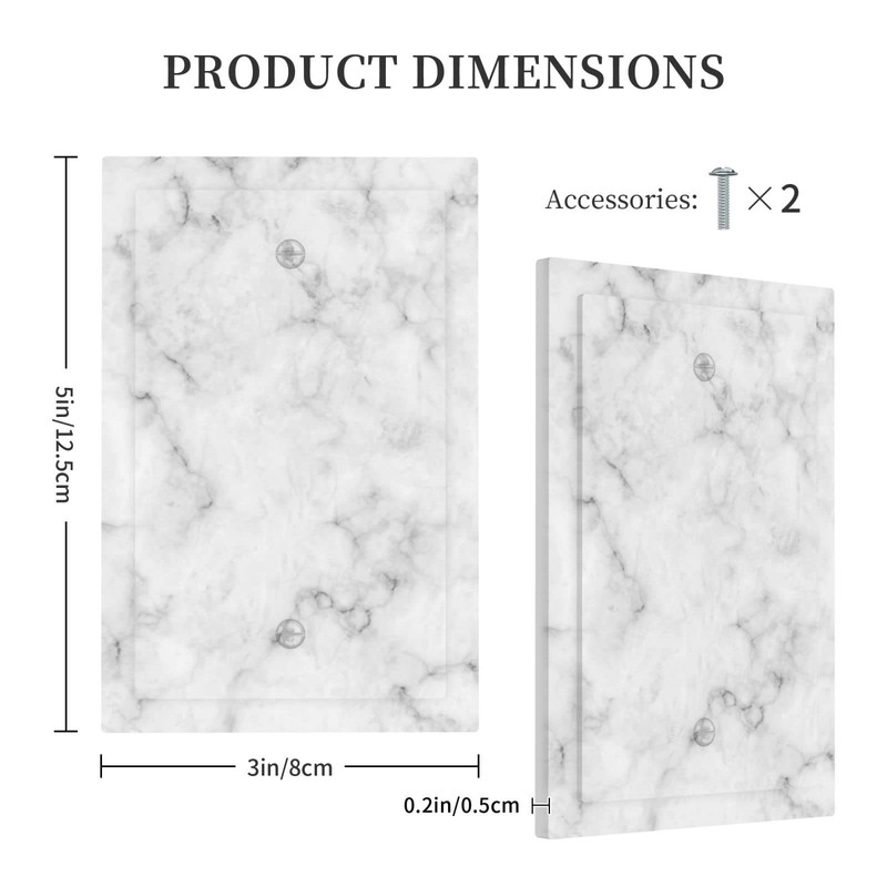 White Grey Marble Blank Wall Plate One Gang Decorative Light