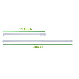 qinsou Cupboard Bars Tension Rods,4 Pack Spring Tensions Rods Steel Adjustable Tension Curtain Rod Shower Rod Closet Rod Window Rods (White, 11.8-20 Inches)