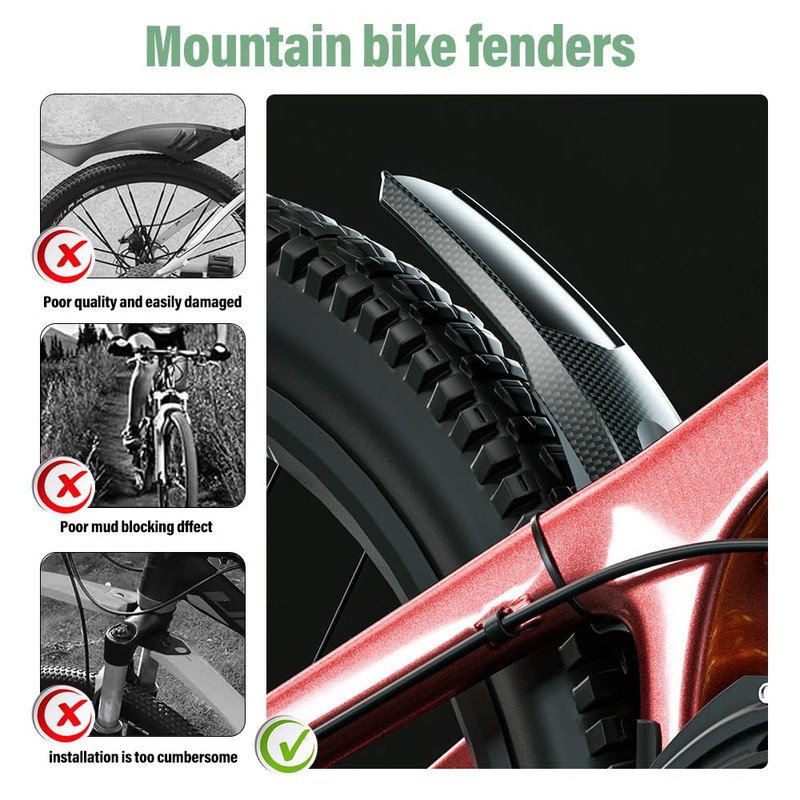 Dhqkqg Bicycle Mudguard Set, 2 Pieces Mudguard Mountain Bike, MTB