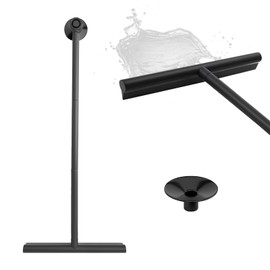 Shower Squeegee, Squeegee Shower Floor, Black Adjustable Shower Squeegee with Long Handle, Glass Squeegee, Window Squeegee, Bathroom Squeegee, Water Squeegee Floor Squeegee for Water, Hair, Glass