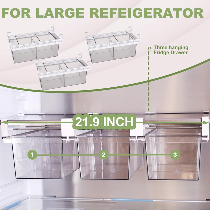 Yatmung 2 Pack Extra-Large Deli Drawer Organizer for Refrigerator Pull