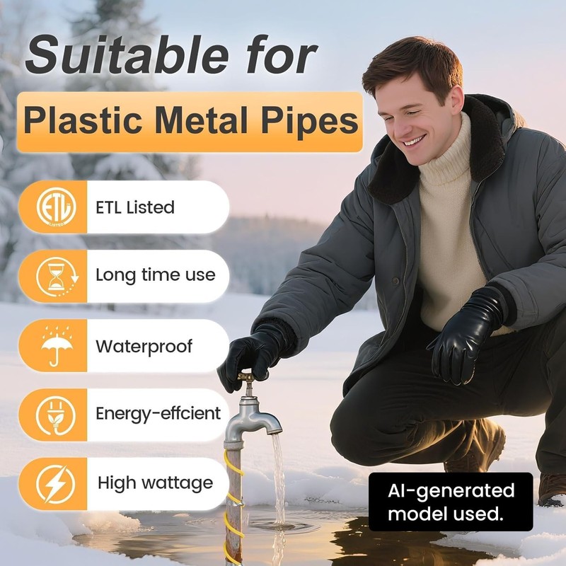 120 Feet Pipe Heat Cable for Water Pipe Freeze Protection