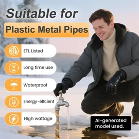 120 Feet Pipe Heat Cable for Water Pipe Freeze Protection YeloDeer, Self-Regulating Heat Tape for Metal and Plastic Pipes, Anti-Freeze Pipe Heating Trace System with 6 Ft. Power Cord, 120 V