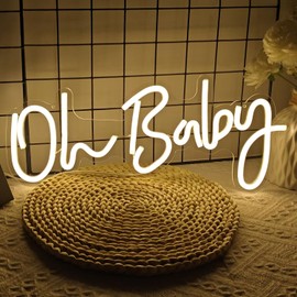 Oh Baby Neon Sign for Wall Decor Dimmable Reusable Oh Baby Led Sign Oh Baby Light Up Sign Oh baby Neon Sign for Backdrop Baby Shower Decorations,Birthday Party,Wedding Decor Warm White