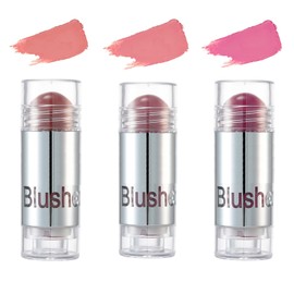 Pack of 3 Blush Stick Blush Cream Moisturising Blush Stick Makeup Stick, Contour Stick Contour Highlighter Stick, 3-in-1 Cheek Blush Lip Tint Eye Shadow, Easy to Use, 03+04+05