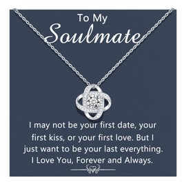 D Dongjiangjin Gift Gifts for Her Wife/Girlfriend, Soulmate Gifts for Her, Cubic Zirconia Love Knot Soulmate Necklace Jewellery Presents for Women Her Anniversary Valentines Christmas Birthday Gifts