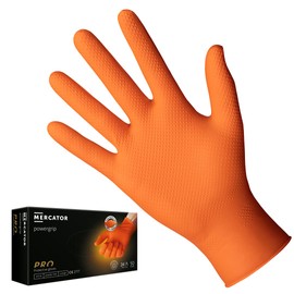 Mercator POWERGRIP Nitrile Gloves, Powder-free, Orange, Size: XL - 50 pieces