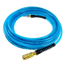 Coilhose Pneumatics PFE4100TS15X Flexeel Reinforced Polyurethane Air Hose, 1/4" ID, 100' Length with 1/4" Industrial Coupler & Connector, Transparent Blue