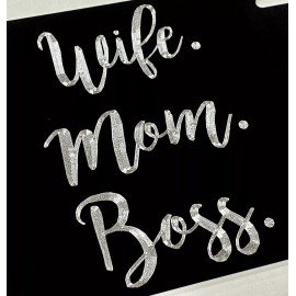 Diamond Etched Products Wife Mom Boss Gift Car Tag Diamond Etched Black Aluminum Metal License Plate