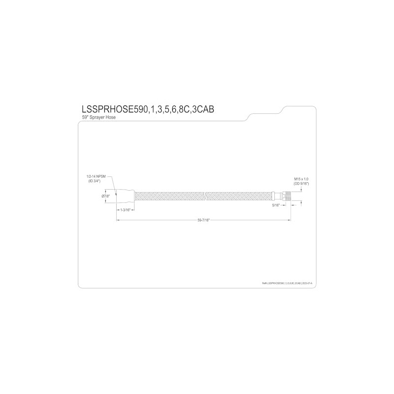 Kingston Brass LSSPRHOSE593C 59-Inch Black Nylon Hose for Pull-Out Kitchen