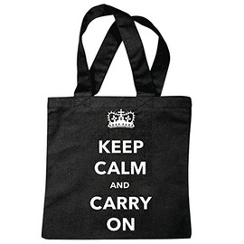 Keep Calm and Carry Lifestyle Fashion Street Wear Hiphop Legendary Salsa Shopping Bag School Bag Gym Bag in Black, black, 38x42cm