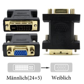 VMOJO DVI to VGA Adapter DVI-I 24+5 Male to VGA HD15 Female Converter Digital to Analog Adapter
