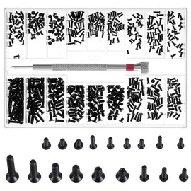 500 Pcs Tiny Screws Micro Repair Screw Kit M1.2/M1.4/M2.0 Black Small Replacement Screws with Screwdriver for Glasses Watches Laptop Computer Electronic