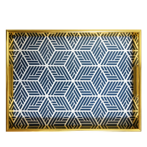 KEQAM Coffee Table Tray, Decorative Serving Tray with Handles, Large