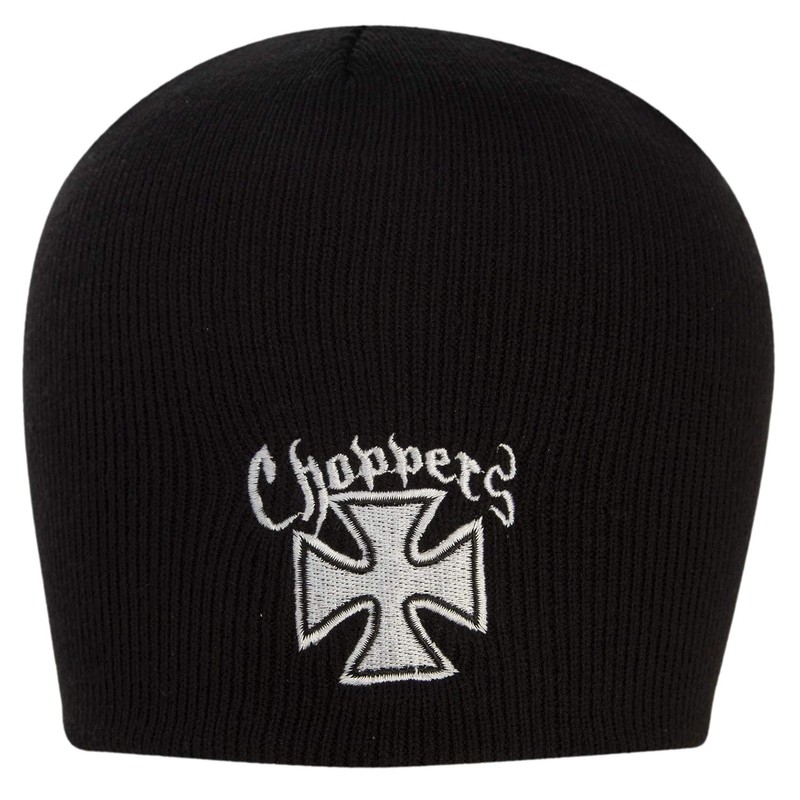 Maltese Cross Choppers Embroidered Black Beanie - Single Piece