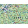 Tennessee, Alabama and Georgia Physical Map - 23.3 x 16.5