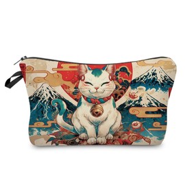 Livel lhood Fortune Cat Makeup Bag Cute Small Organizer Zipper Pouch Fortune Cat Cosmetic Bag Birthday Present for Women Friends -2