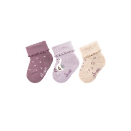 Sterntaler Girls' Baby Socks 3 Pairs Geese, Mauve