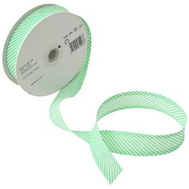 Inastri 25/5/ 5 mm Cotton Bias Binding in Green Striped White 235