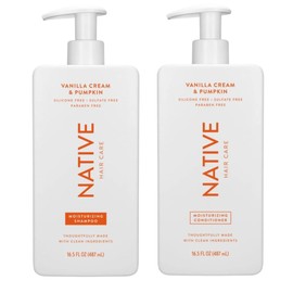 Native Vanilla Cream & Pumpkin Moisturizing Shampoo and Conditioner Set, Silicone-Free, Sulfate-Free, 16.5 fl oz